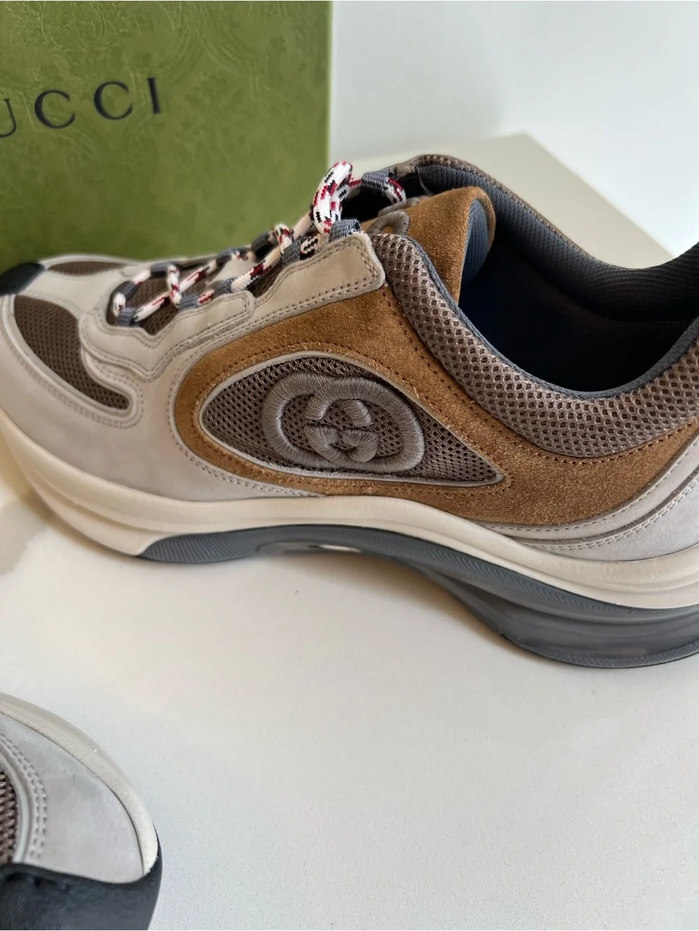 Gucci woman Run  Beige, Brown and Black Retro Runner Sneakers